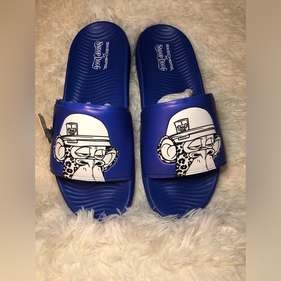 Skechers Snoop Dog Dr Bombays Mens Blue Slide Sandals size 9 & 10 NWT - Picture 1 of 16
